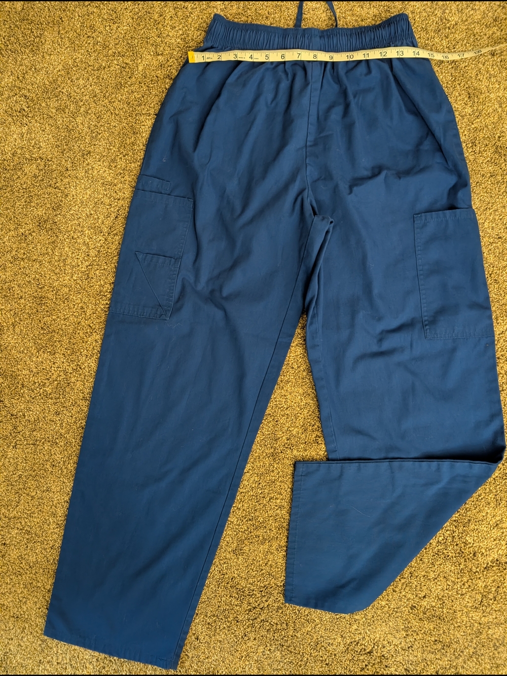 Women's Navy Elastic-Waist Scrub Pants Size Medium By Sivvan